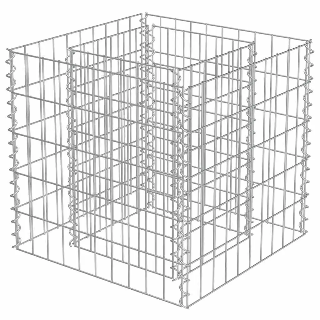 Gabion Raised Bed Galvanised Steel 50x50x50 cm Garden Planter Border Box Silver