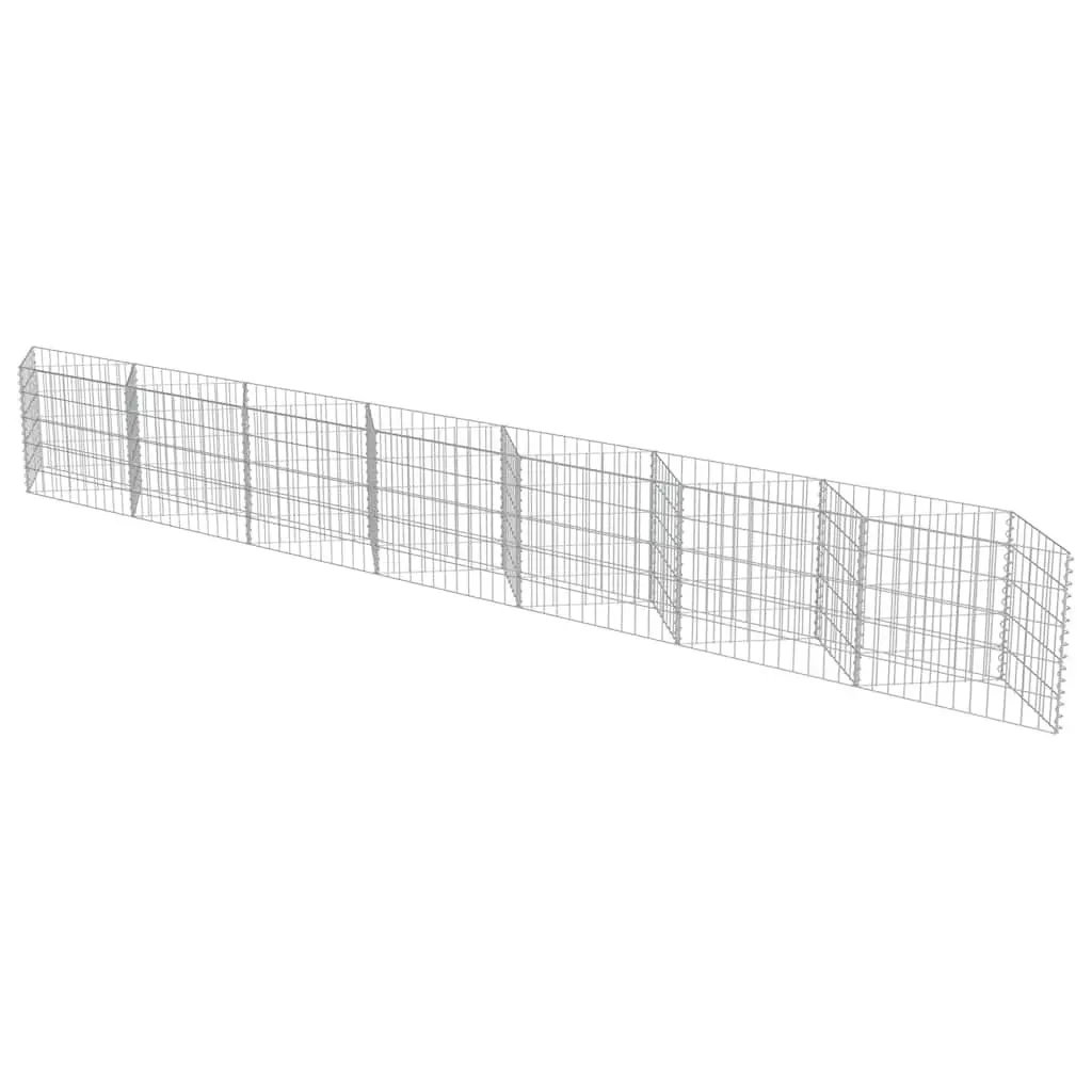Gabion Wall Fence Panel Retaining Raised Garden Bed Planter Silver 450x30x50cm