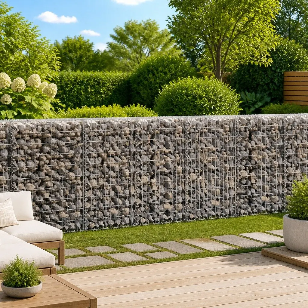 Gabion Wall Panel Galvanised Steel Retaining Barrier 630 x 30 x 100 cm