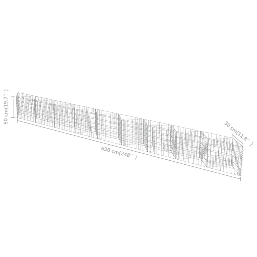 Gabion Wall Fence Panel Dual-purpose Retaining Garden Barrier Raised Bed Planter 630x30x50cm