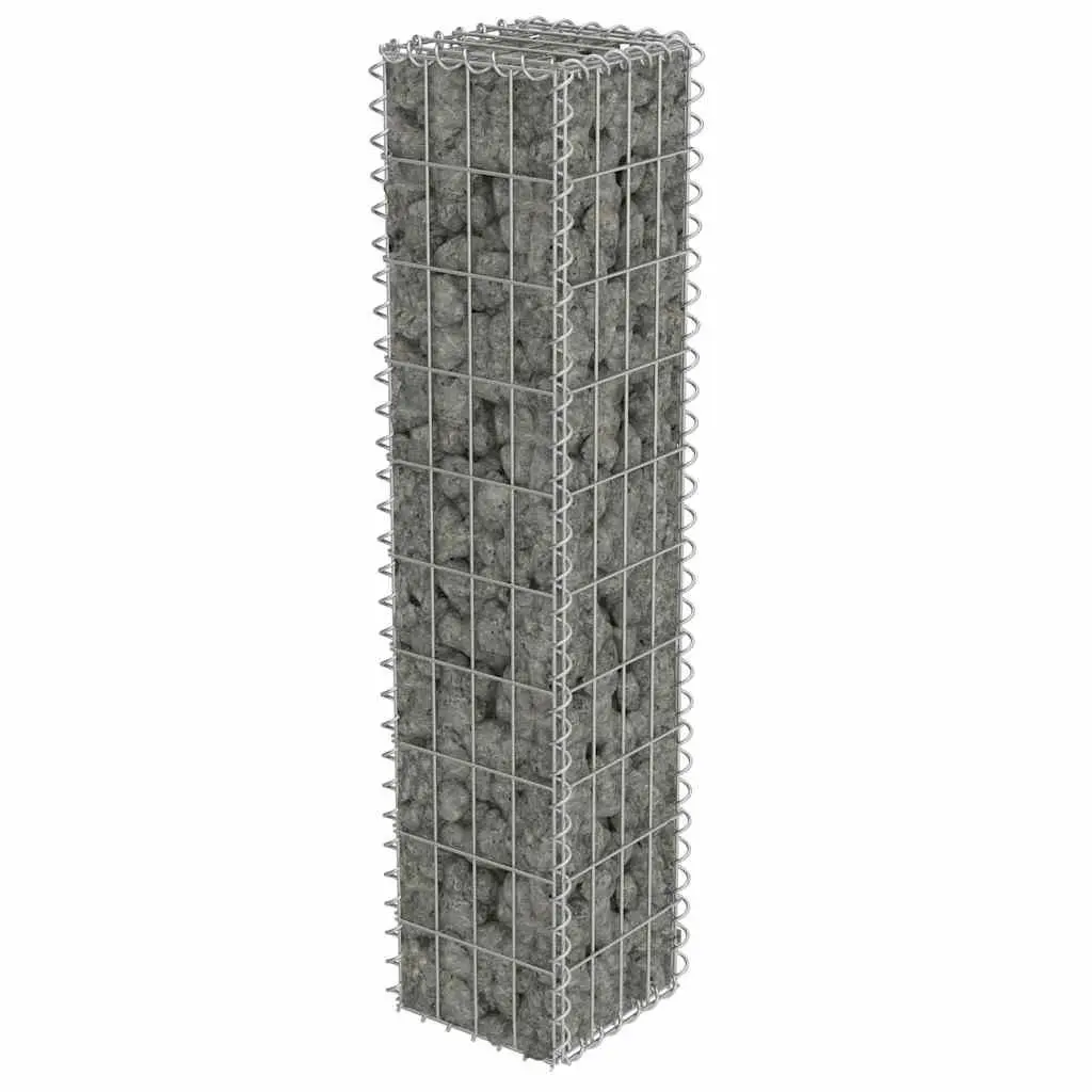 Gabion Wall Basket Galvanised Steel with Covers 20x20x100 cm Retaining Barrier