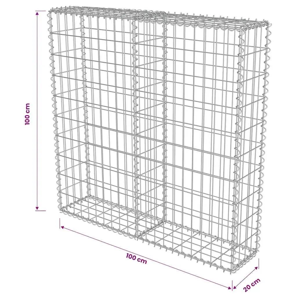 Retaining Fence Panel Silver Galvanised Steel Gabion Wall 100x20x100cm