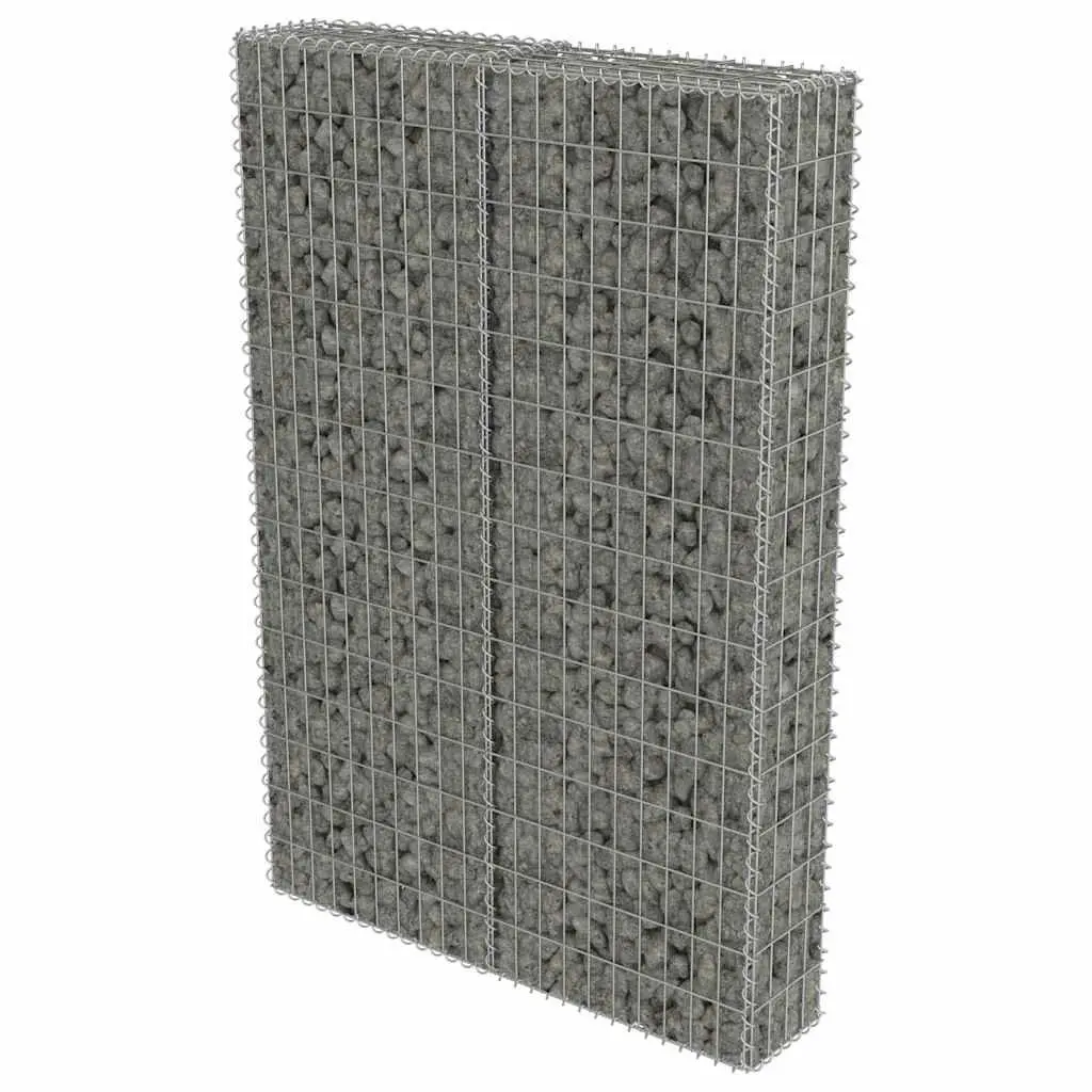 Gabion Wall Retaining Barrier with Covers Galvanised Steel 100x20x150 cm Silver