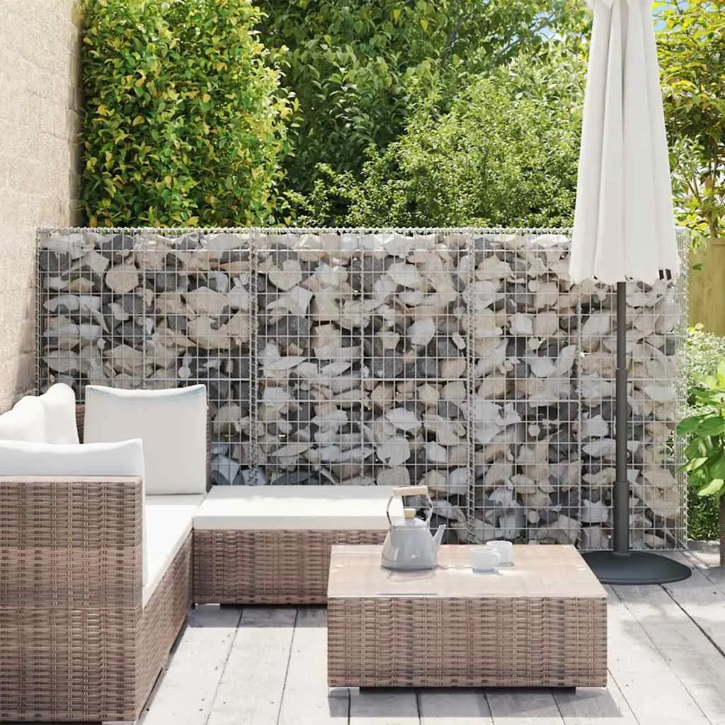 Gabion Wall Retaining Barrier with Covers Galvanised Steel 100x20x150 cm Silver