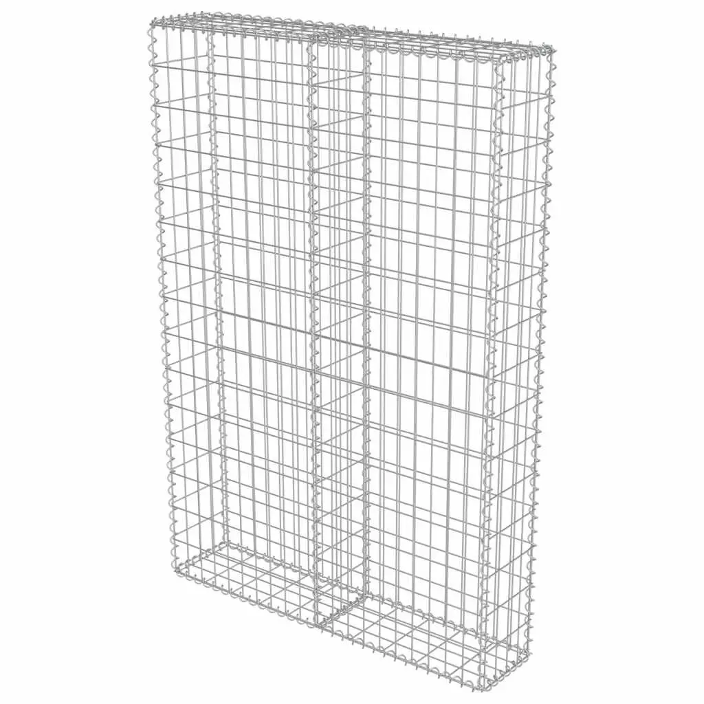 Gabion Wall Retaining Barrier with Covers Galvanised Steel 100x20x150 cm Silver