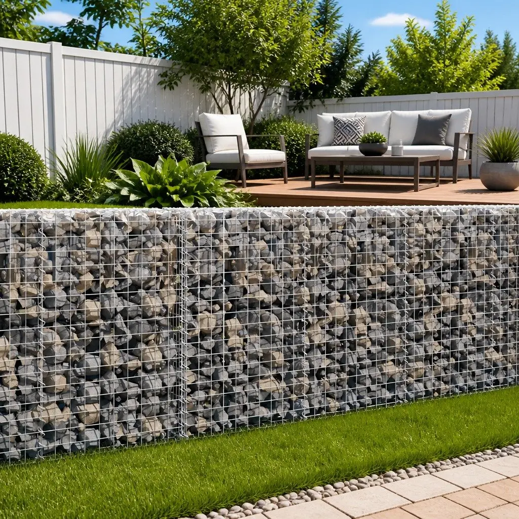 Gabion Wall Basket Galvanised Steel 200x20x85 cm Silver