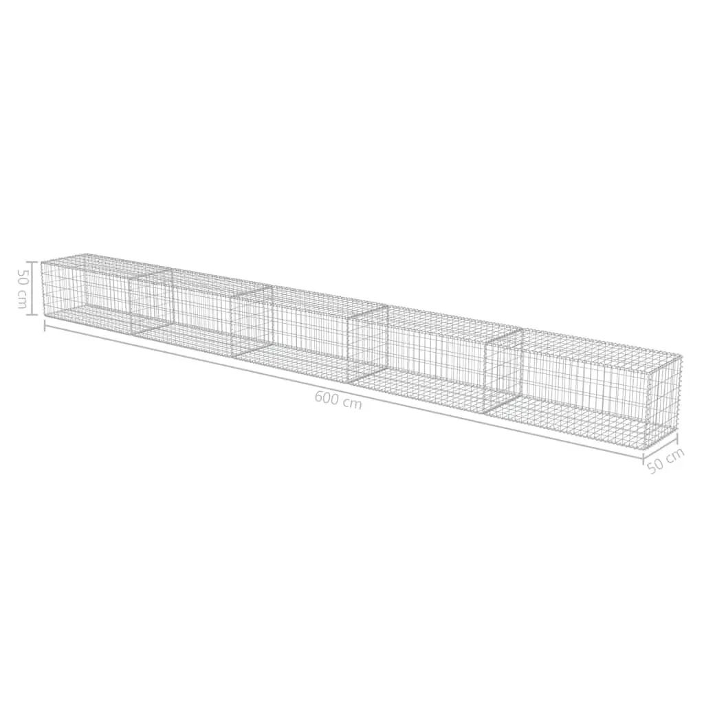 Gabion Fence Panel Steel Silver Weather Resistant Retaining Wall System 600x50x50cm
