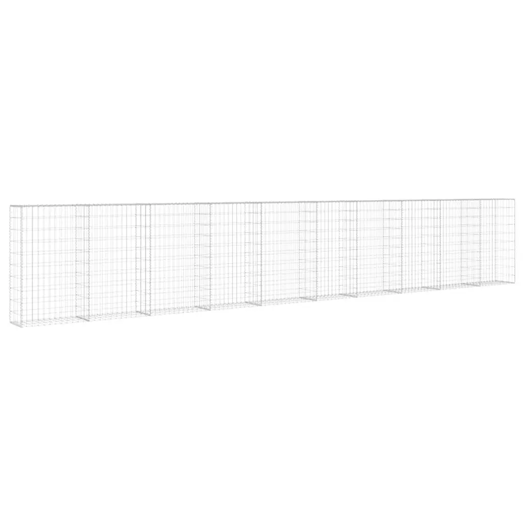 Gabion Wall with Covers Silver Steel Fence Panel Retaining Barrier 600x30x100cm