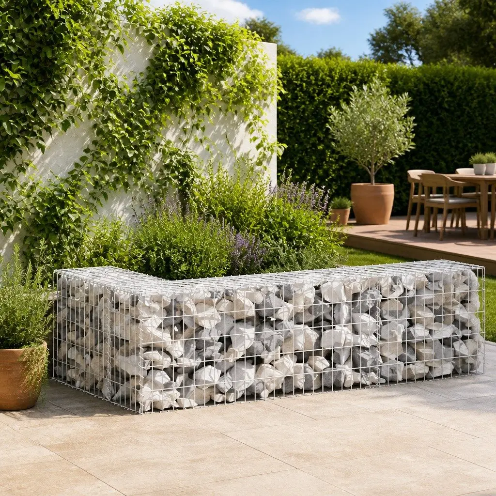 Gabion Wall Fence Panel Galvanised Steel Retaining Barrier 900x50x50 cm Silver