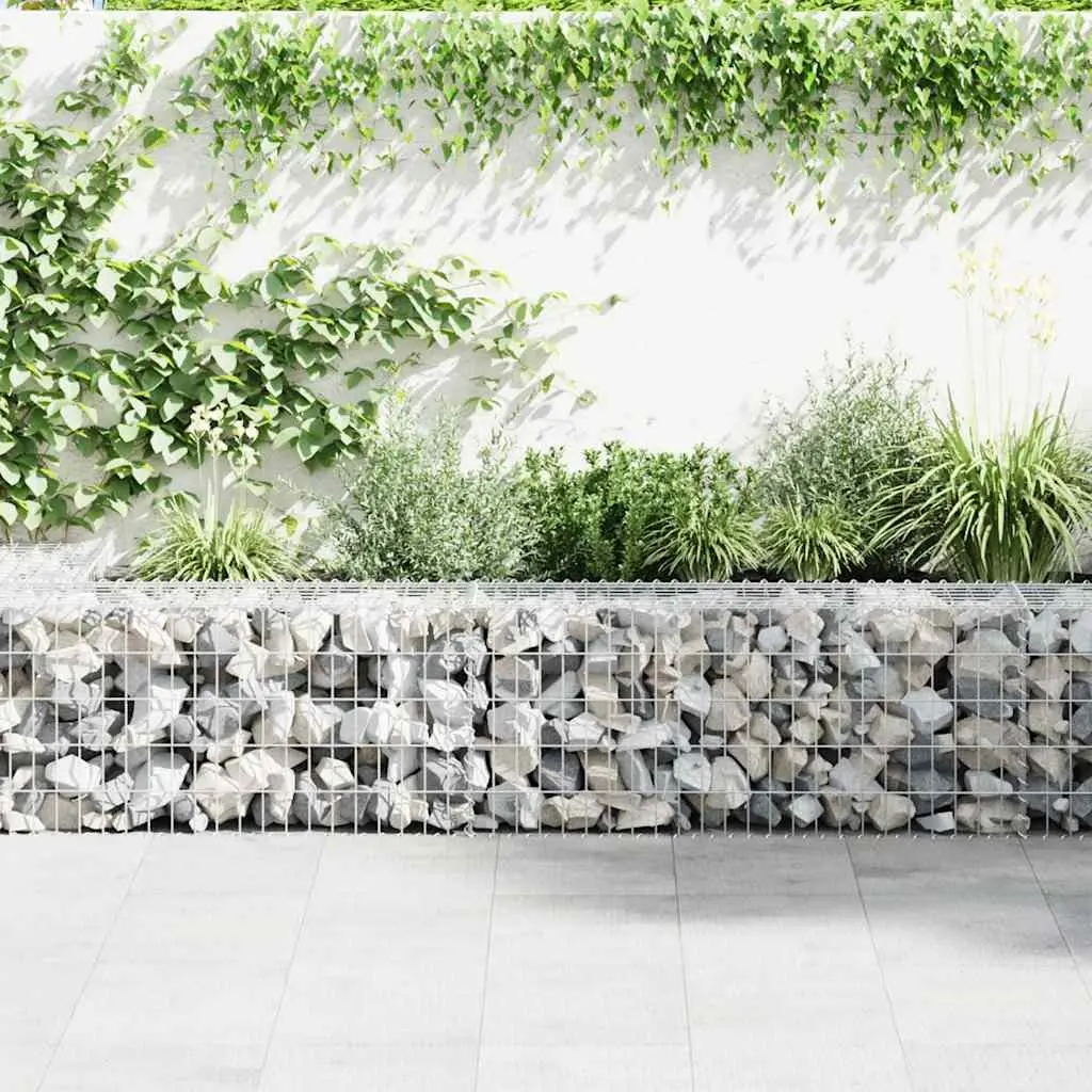 Gabion Wall Fence Panel Galvanised Steel Retaining Barrier 900x50x50 cm Silver