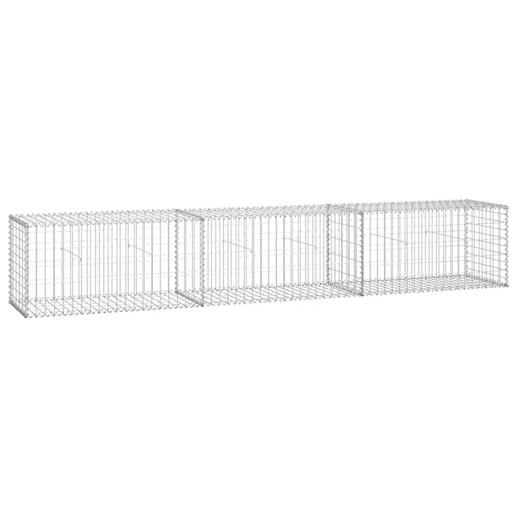 Gabion Wall Fence Panel Retaining Barrier Galvanised Steel 300x50x50cm Silver