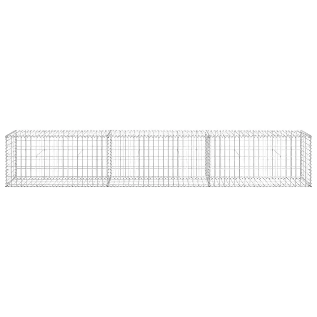 Gabion Wall Fence Panel Retaining Barrier Galvanised Steel 300x50x50cm Silver