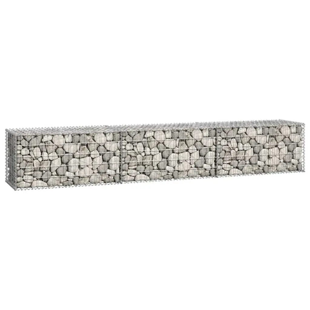 Gabion Wall Fence Panel Retaining Barrier Galvanised Steel 300x50x50cm Silver