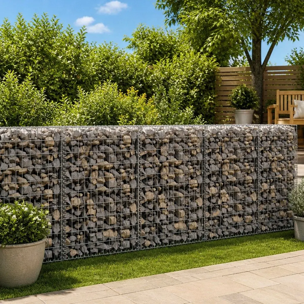Gabion Wall Fence Panel Galvanised Steel Retaining Barrier 300L x 50W x 100H cm