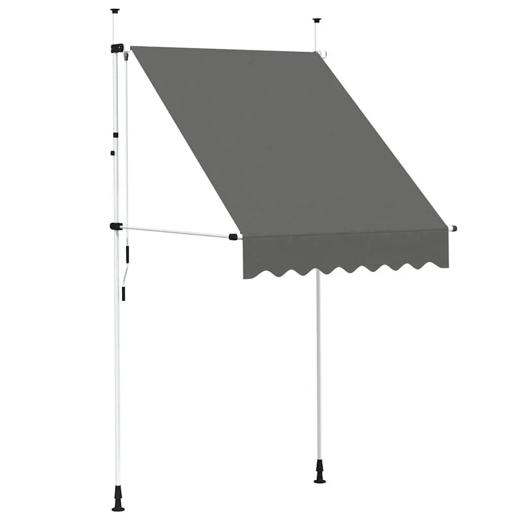 Manual Retractable Awning Water-Repellent UV-Resistant 150cm Anthracite Garden Shade