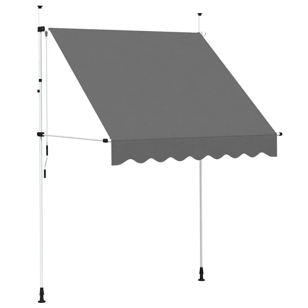 Manual Retractable Awning Polyester Canopy 200cm Steel Frame Outdoor Garden Balcony