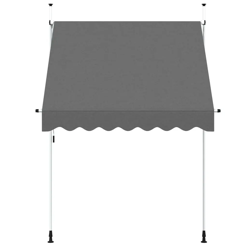 Manual Retractable Awning Polyester Canopy 200cm Steel Frame Outdoor Garden Balcony