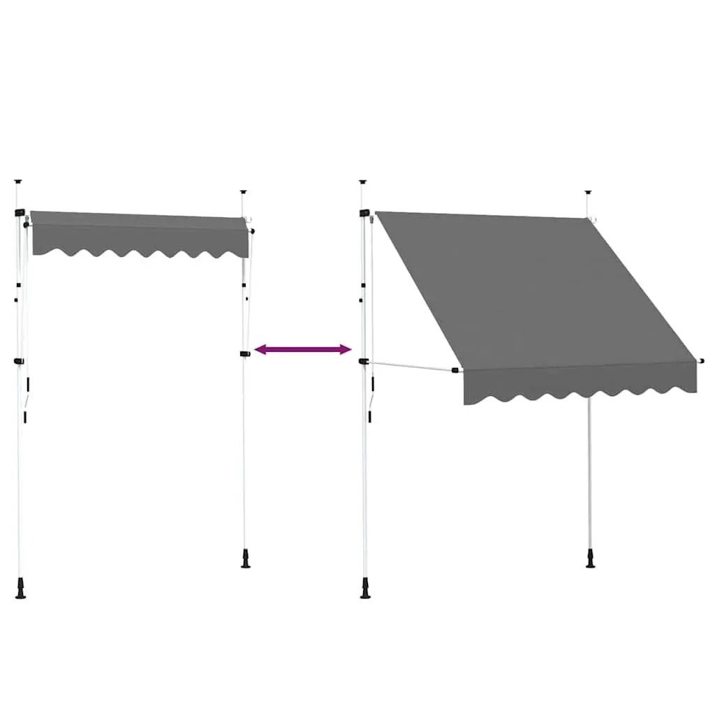 Manual Retractable Awning Polyester Canopy 200cm Steel Frame Outdoor Garden Balcony