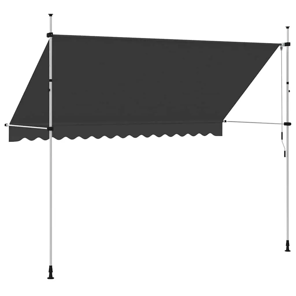 Retractable Awning Manual Operation 350cm Polyester Canopy Steel Frame