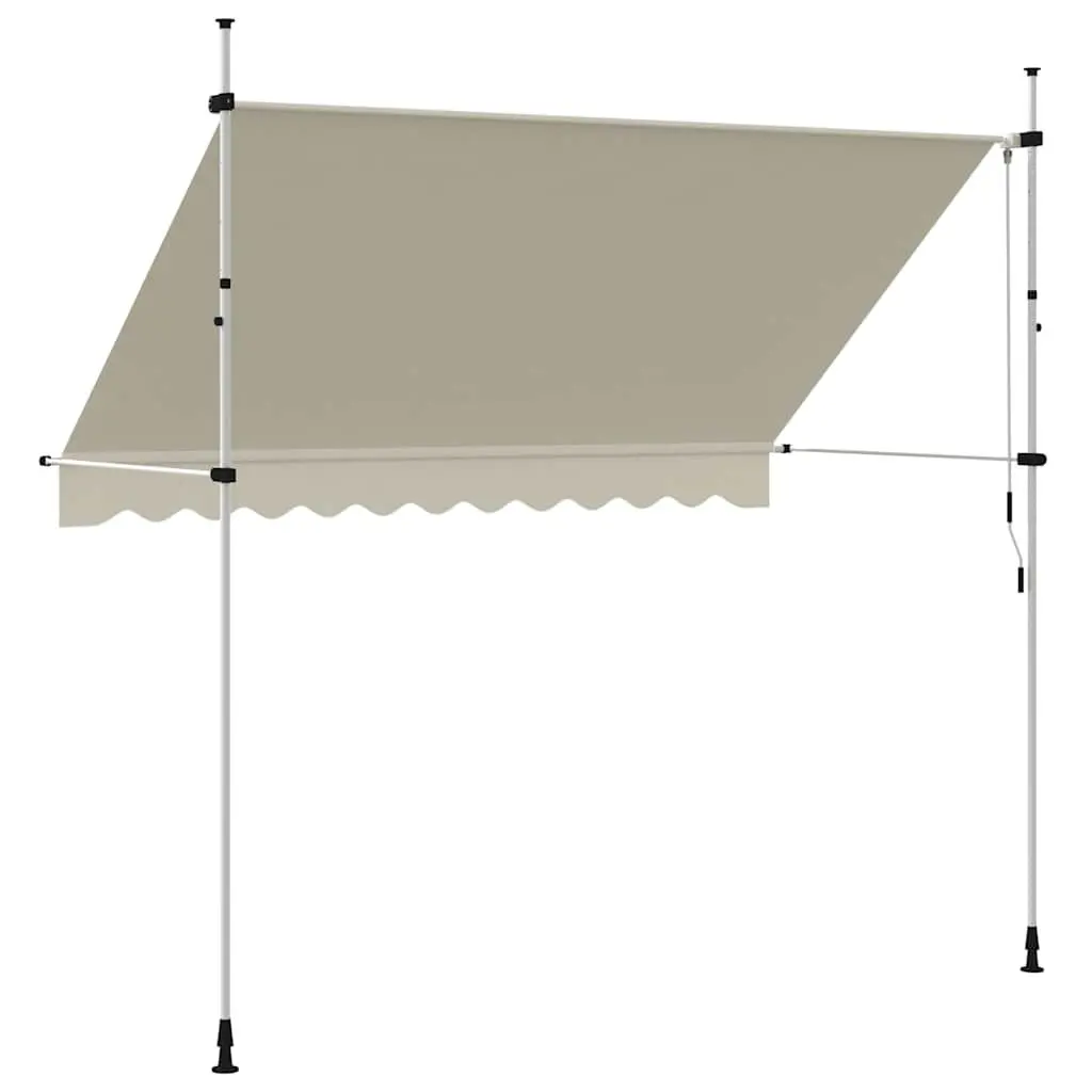 Manual Retractable Awning Cream 300cm Outdoor Garden Balcony Terrace