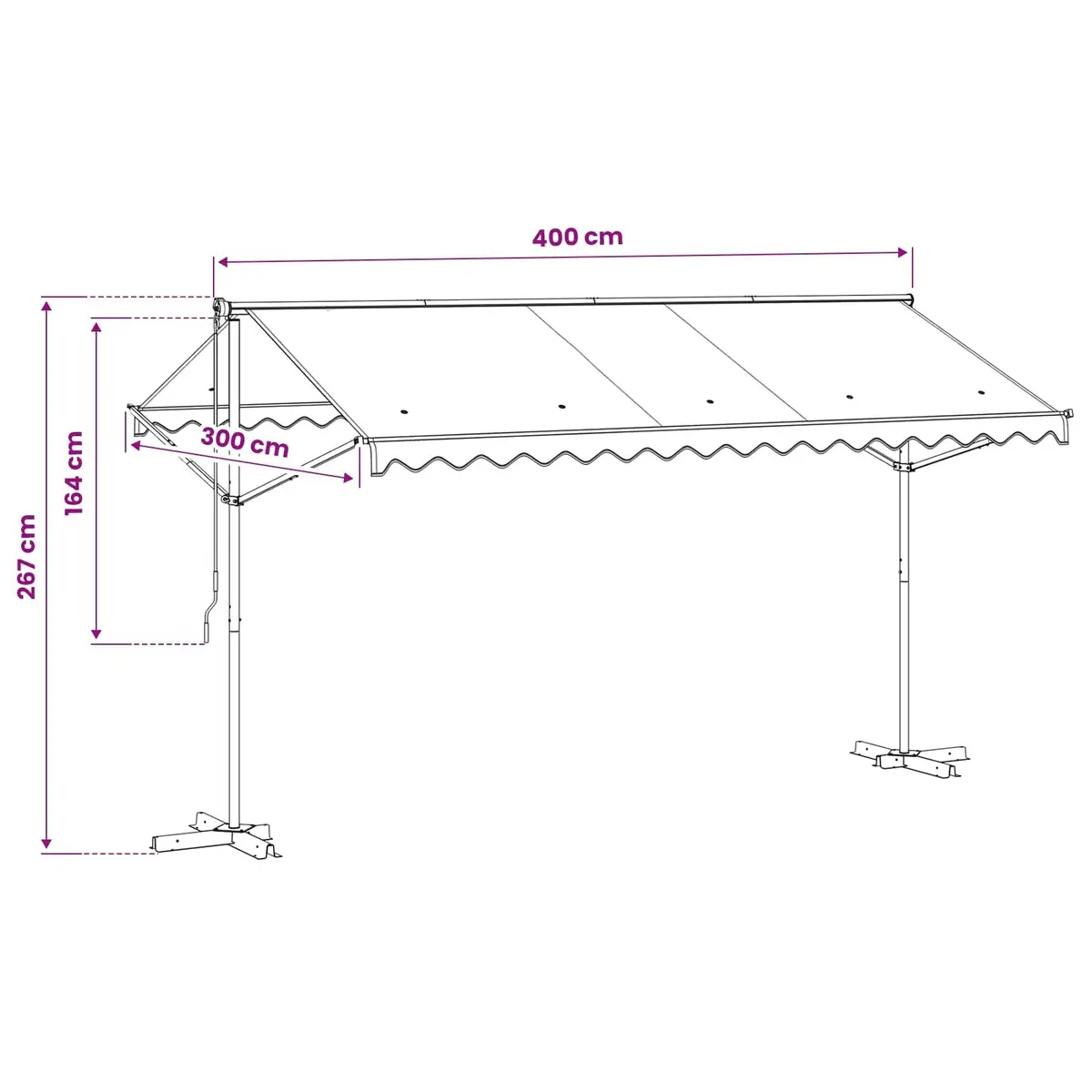 Free Standing Awning Waterproof 4x3m Cream Outdoor Patio Canopy