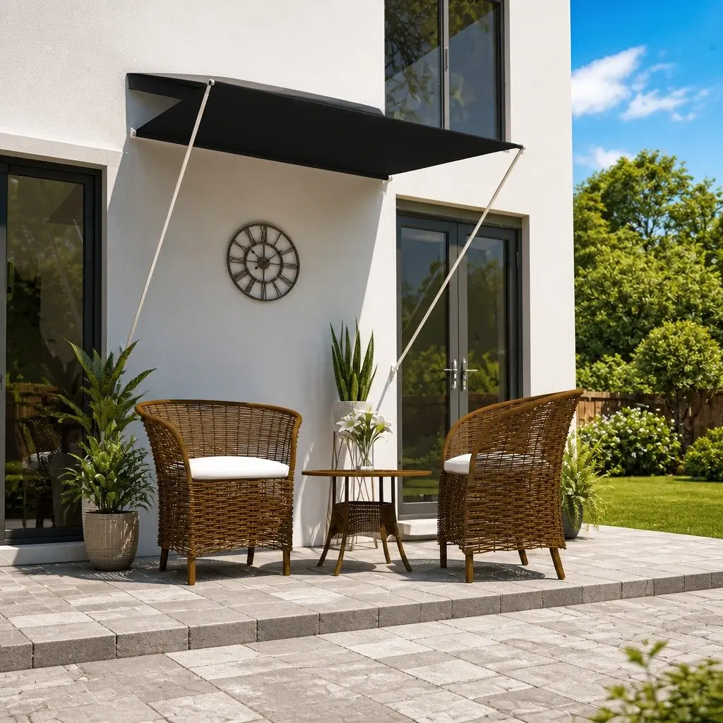 Retractable Awning Adjustable Height and Angle 150x150 cm Anthracite Outdoor Shade for Window Balcony Terrace Garden