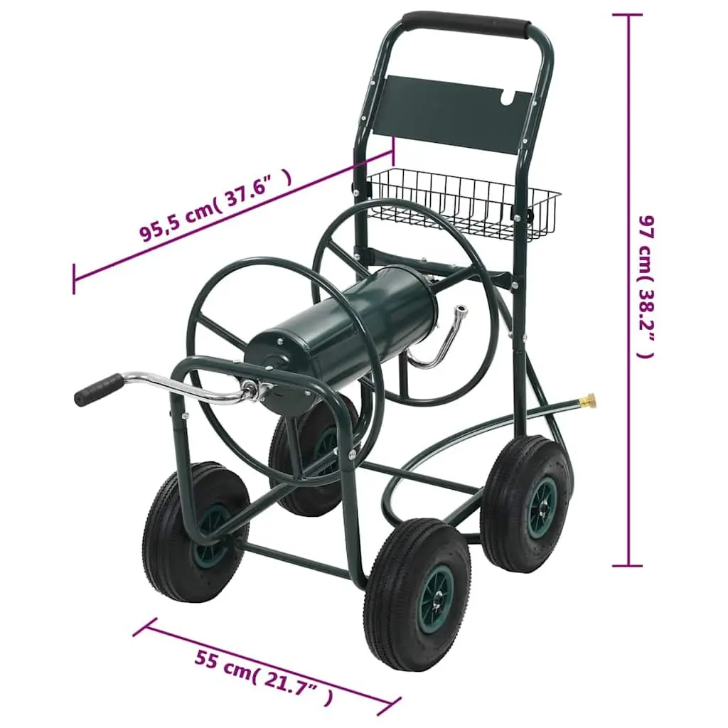 Garden Hose Trolley Reel Cart with 1/2" Connector 75m Storage Organiser