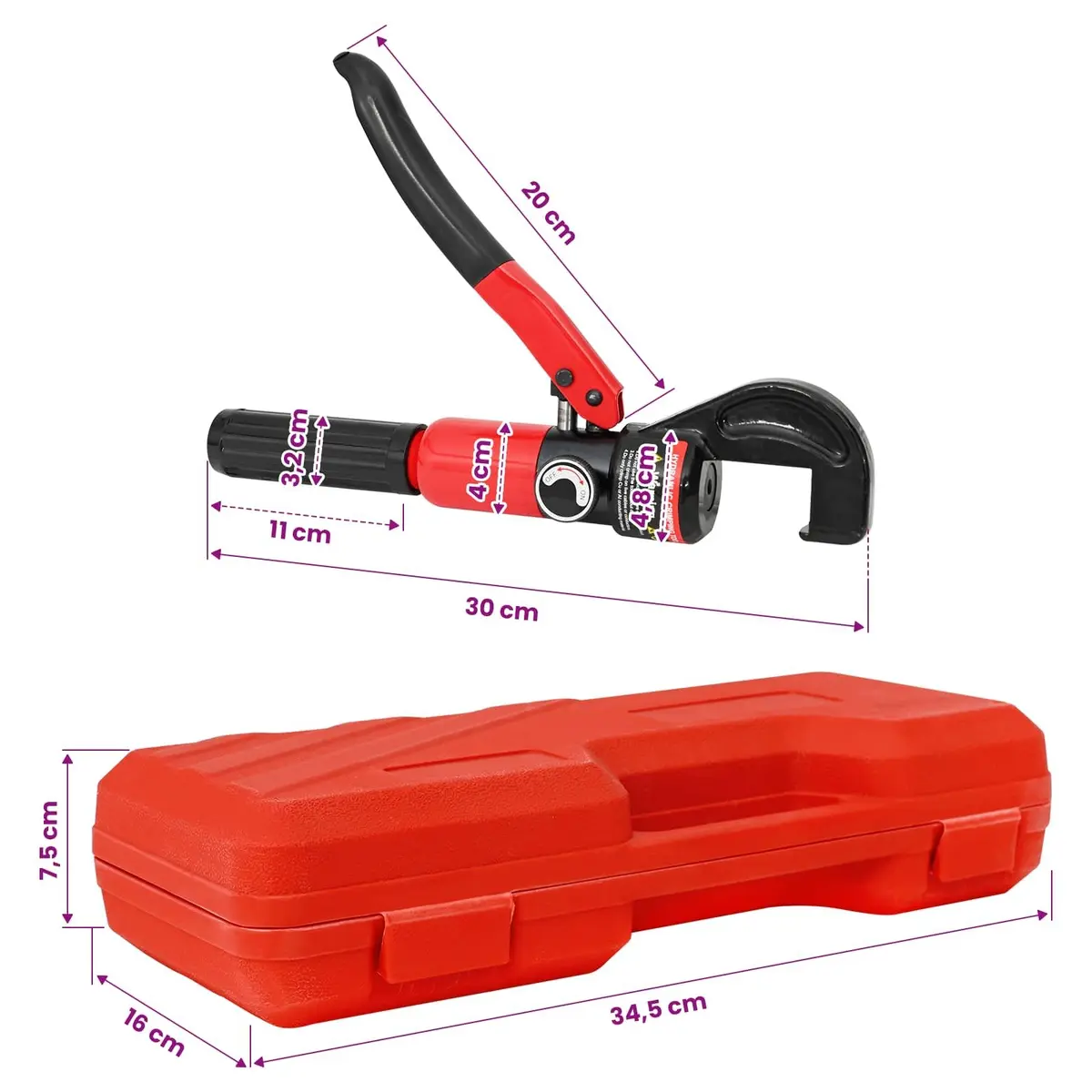 Hydraulic Crimping Pliers Wire Stripper Tool 4-70mm² Professional Portable Case