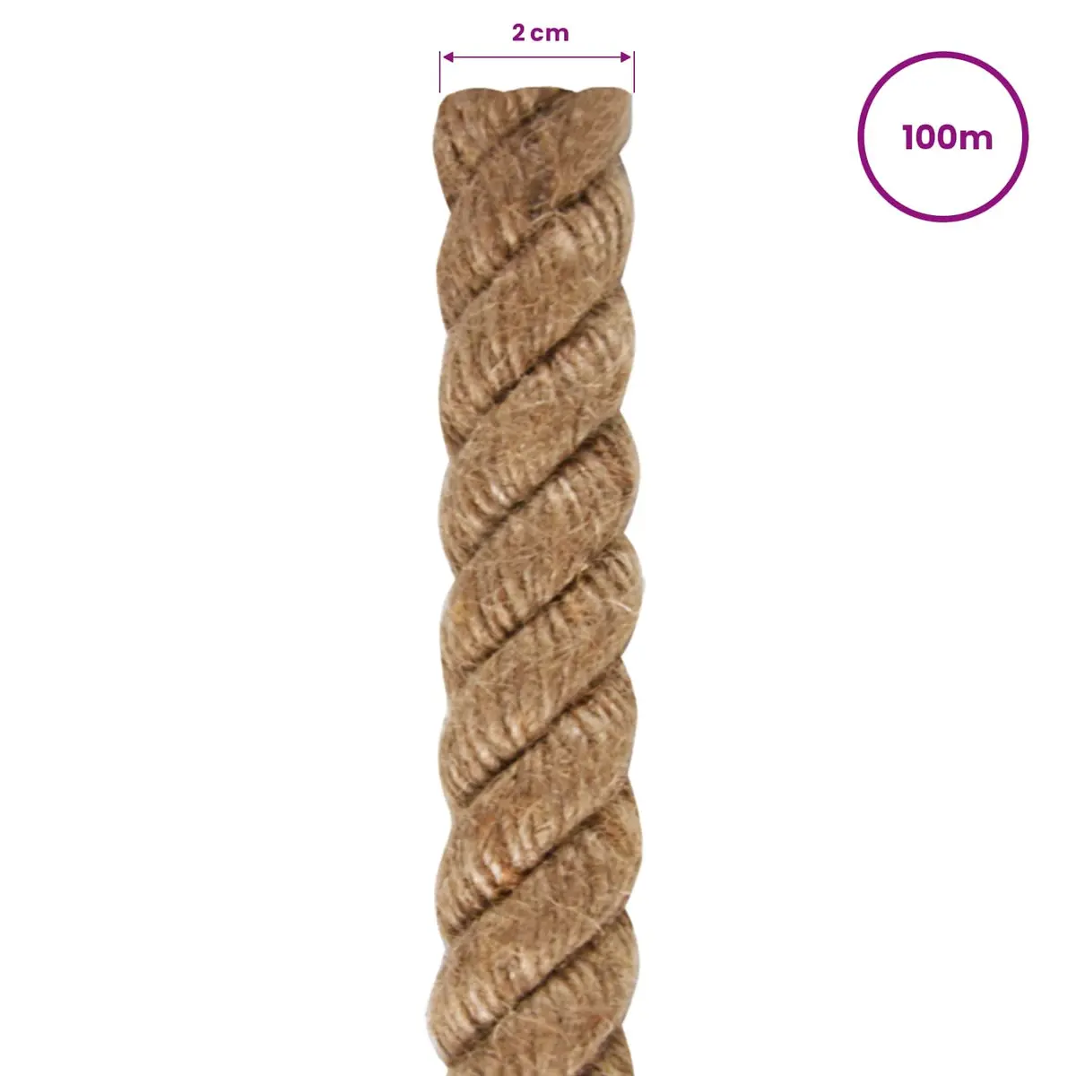Jute Rope Natural 20mm 100m Garden Decking Handrail Plant Support Cordage