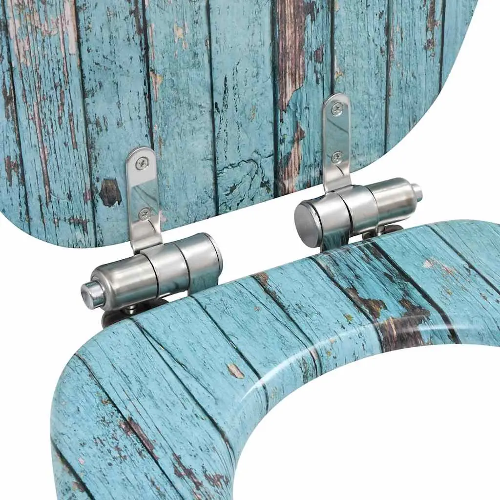 Toilet Seat with Soft Close Lid Old Wood Design Turquoise Bathroom Fixture