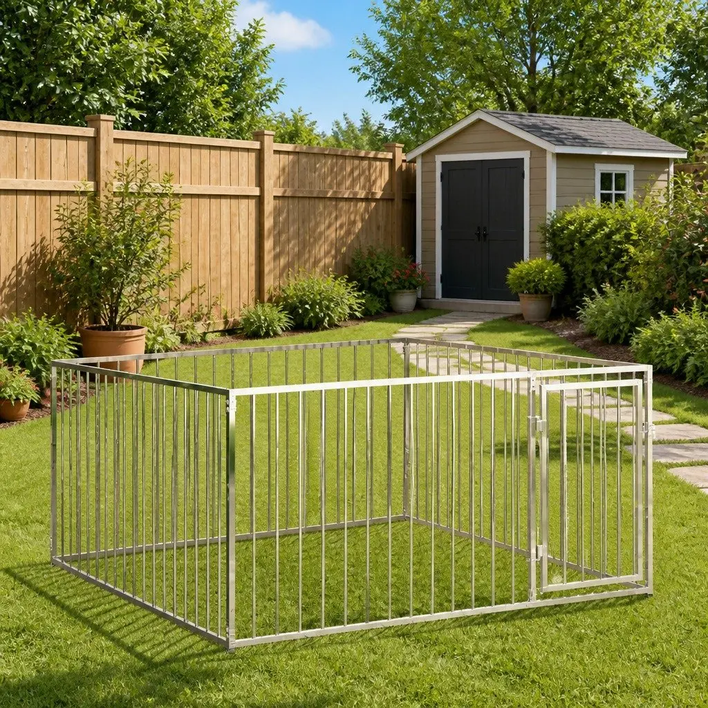 Dog Kennel Steel Construction 200x200x100cm Silver