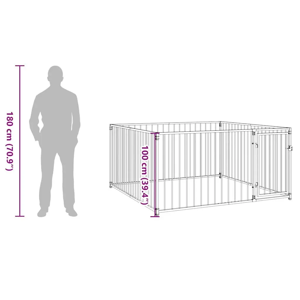 Dog Kennel Steel Construction 200x200x100cm Silver