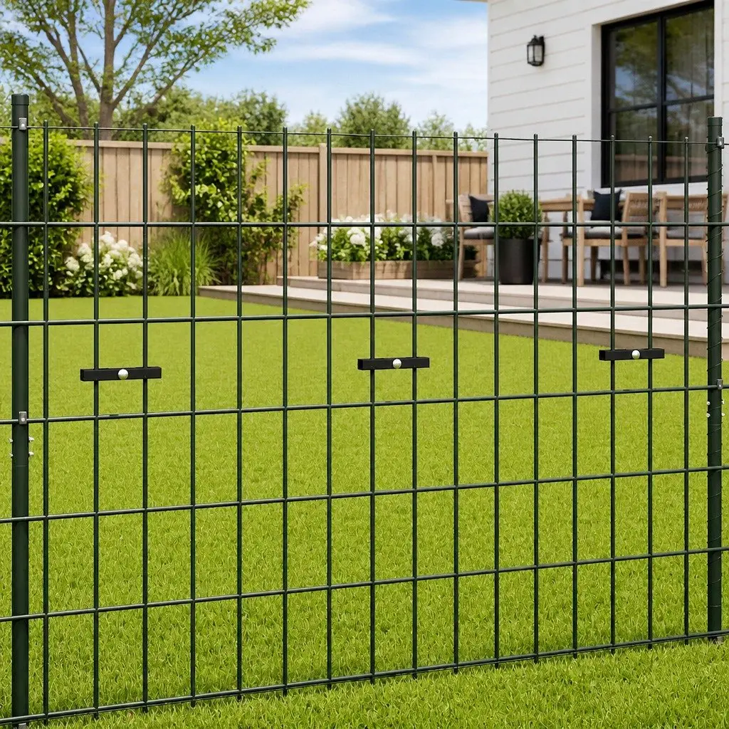 Galvanized Steel Garden Fence U Mat Connector 10 Sets Anthracite Durable Mesh Panel Support