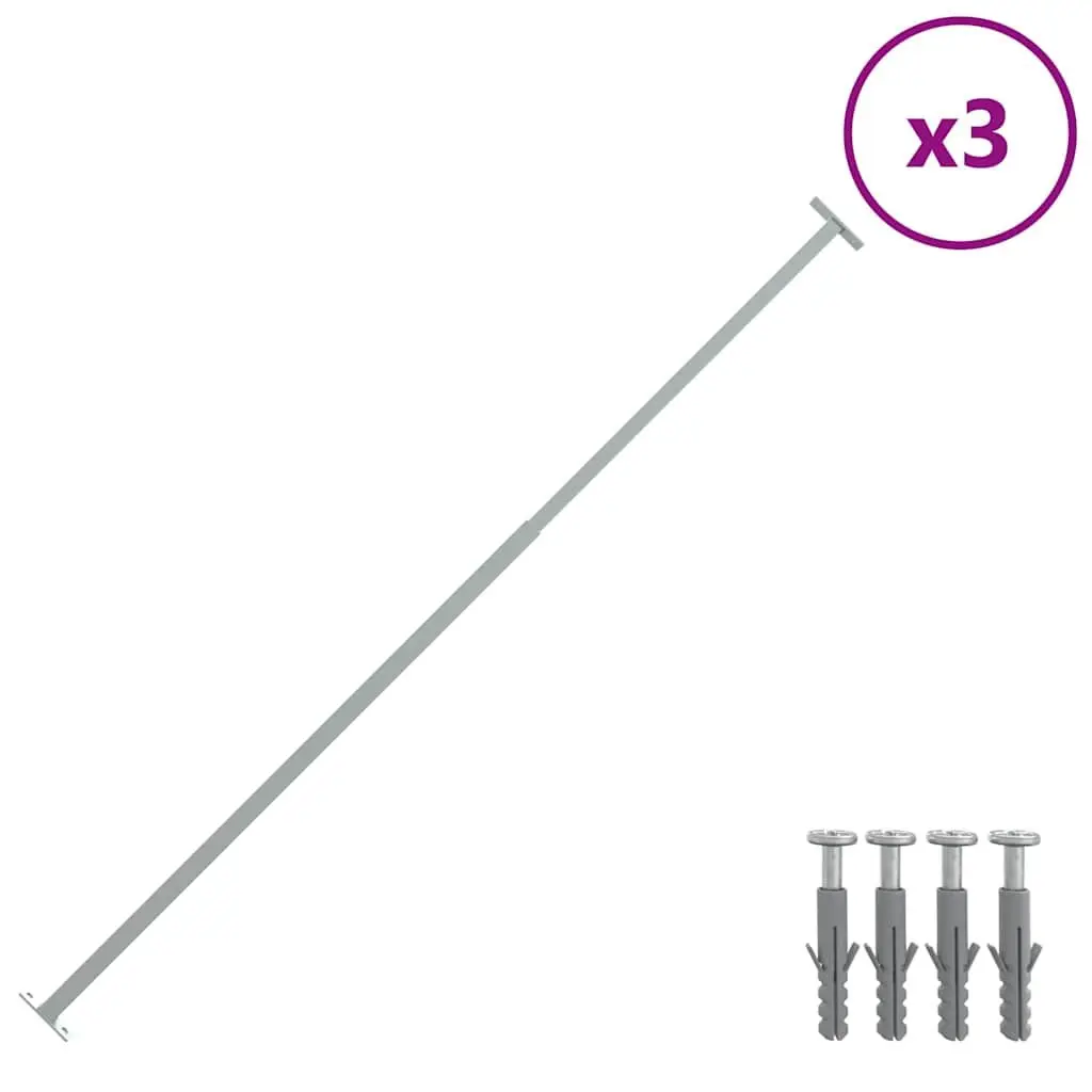 Adjustable Security Window Bars Silver 710-1200 mm 3 Piece Set