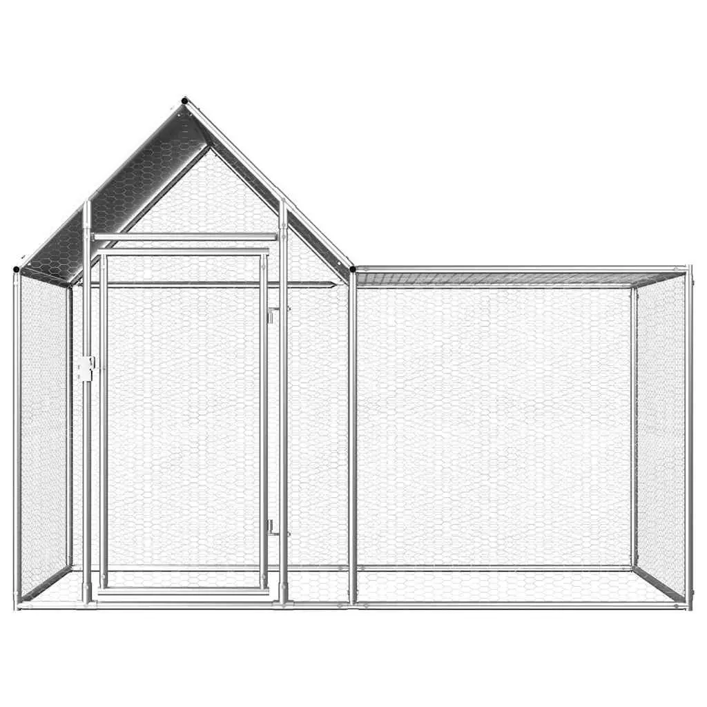 Chicken Coop Galvanised Steel 2x1x1.5 m Poultry House Garden Enclosure