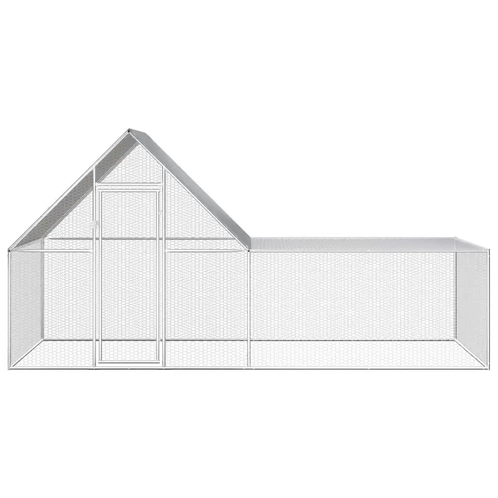 Chicken Coop Galvanised Steel Water-resistant Roof 4x2x2 m