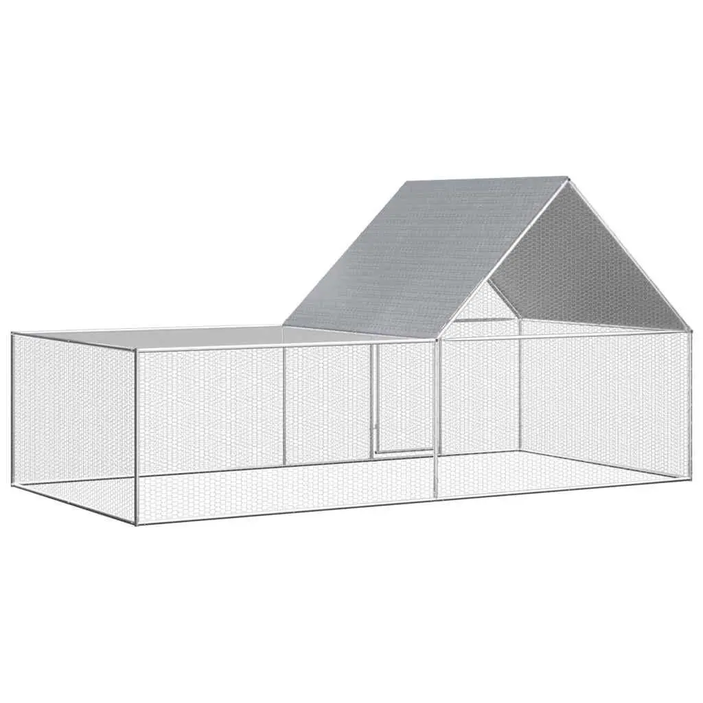 Chicken Coop Galvanised Steel Water-resistant Roof 4x2x2 m