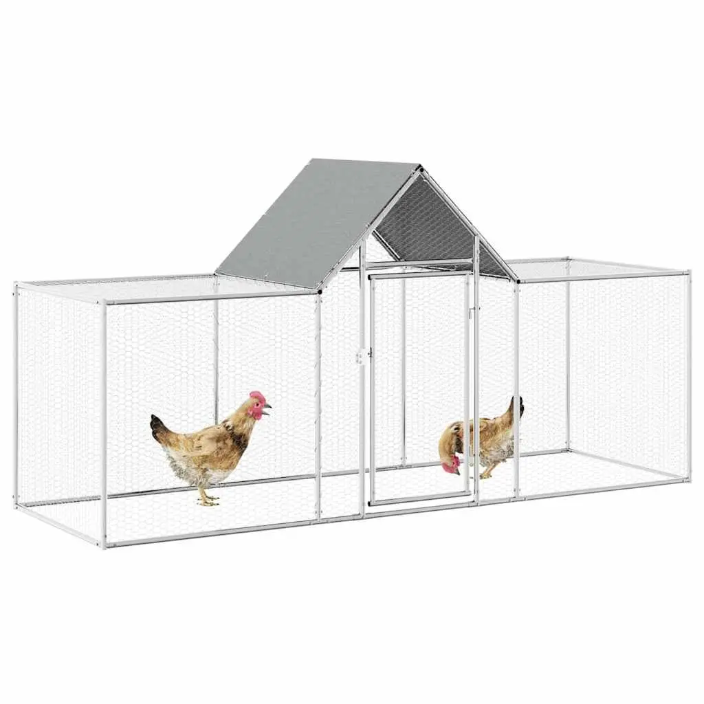 Chicken Coop Galvanised Steel 3x1x1.5m Garden Poultry House Run Enclosure