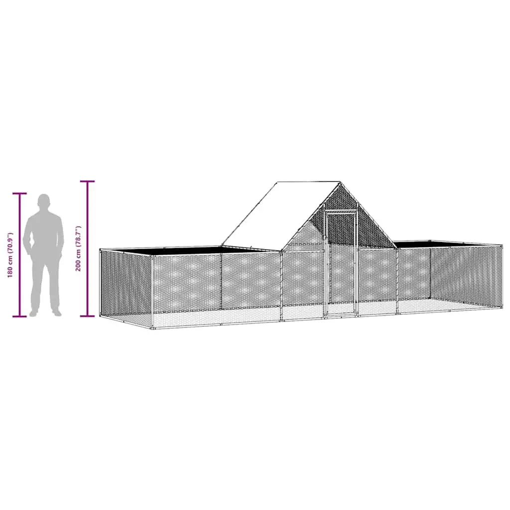 Chicken Coop Galvanised Steel 6x2x2m Lockable Door Wire