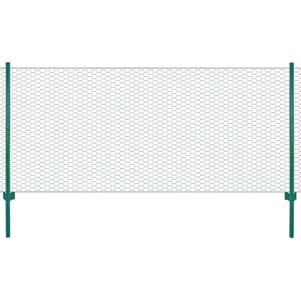 Wire Mesh Fence Panel Green 25x0.5m Powder-coated PVC-coated Steel Garden Backyard Poultry Farm Fencing