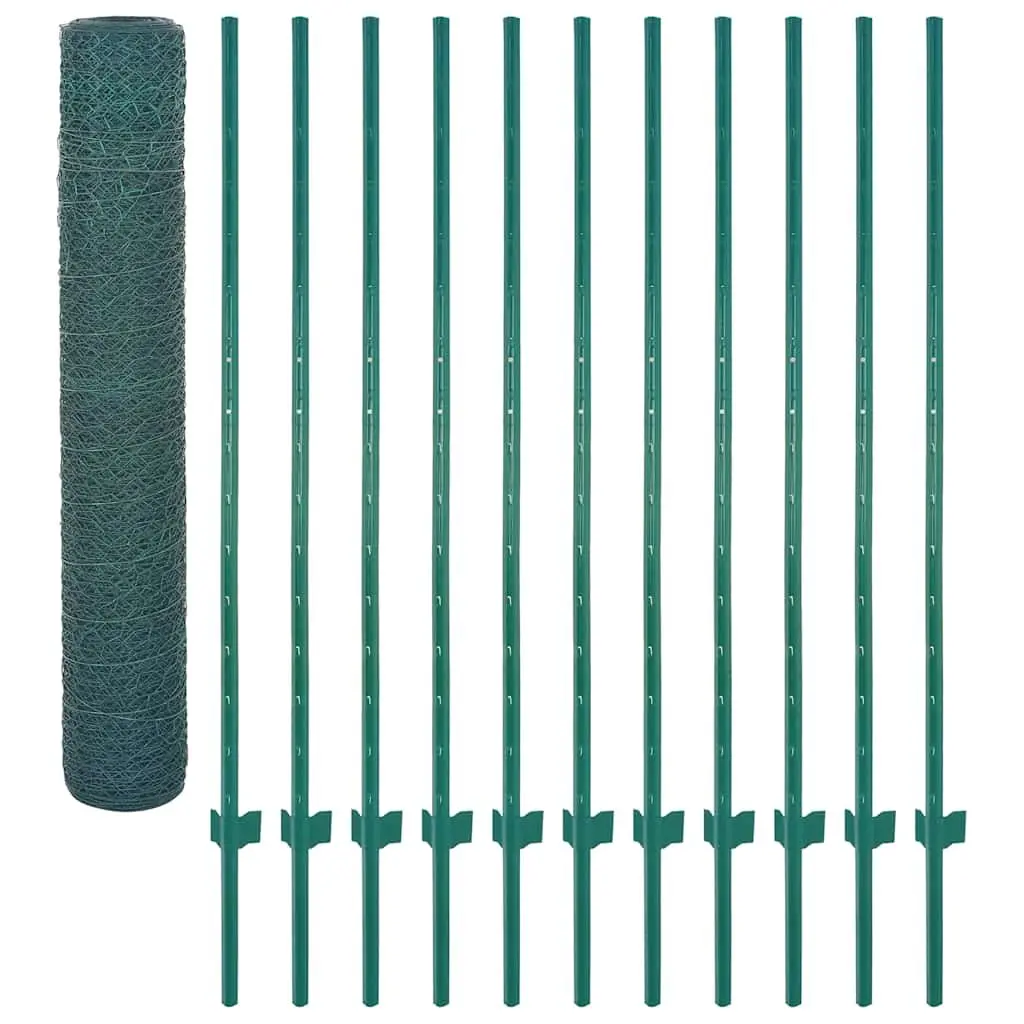 Wire Mesh Fence Panel Green PVC Powder Coated Steel 25x1.5m Garden Backyard Fencing