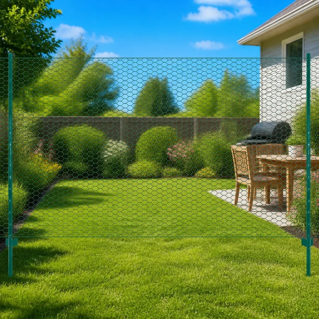 Wire Mesh Fence Panel Green Durable PVC and Powder Coated Steel 25x2 m for Garden Poultry Farm and Backyard Applications