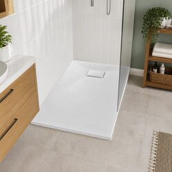 Shower Base Tray White 80x80 cm Low Profile SMC Bathroom Skid Resistant