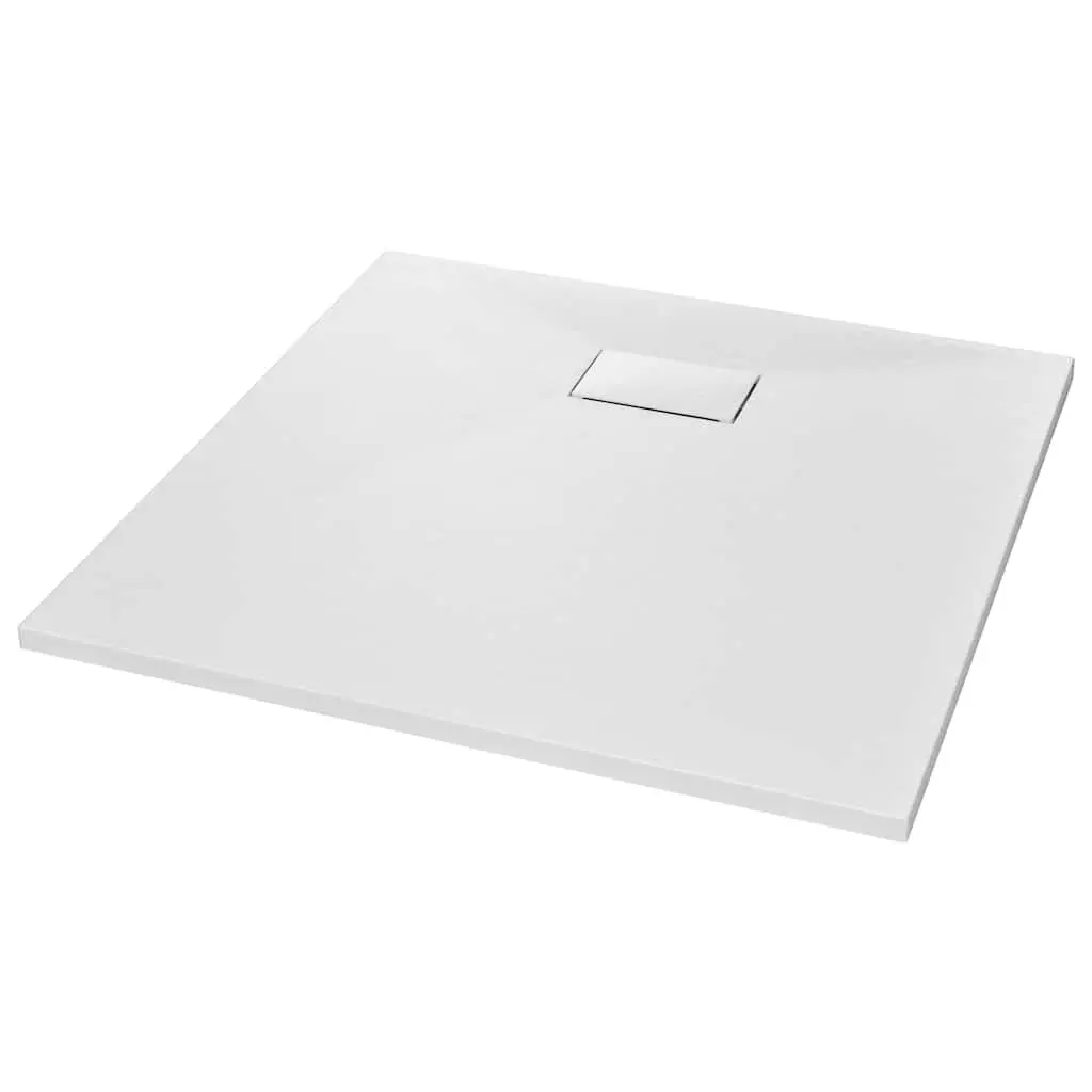 Shower Base Tray Low Profile White 80x80 cm Skid Resistant SMC