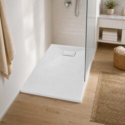Shower Base Tray White 100x70 cm Low Profile Bathroom Fixture Modern Design