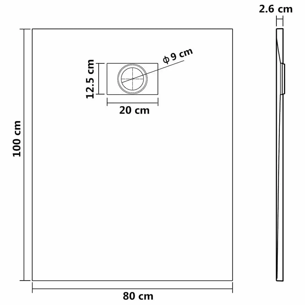 Shower Base Tray Low Profile White 100x80 cm Skid Resistant