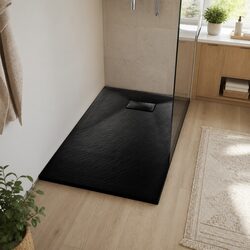 Shower Base Tray Black 80x80 cm Low Profile Modern Bathroom Fixture Skid