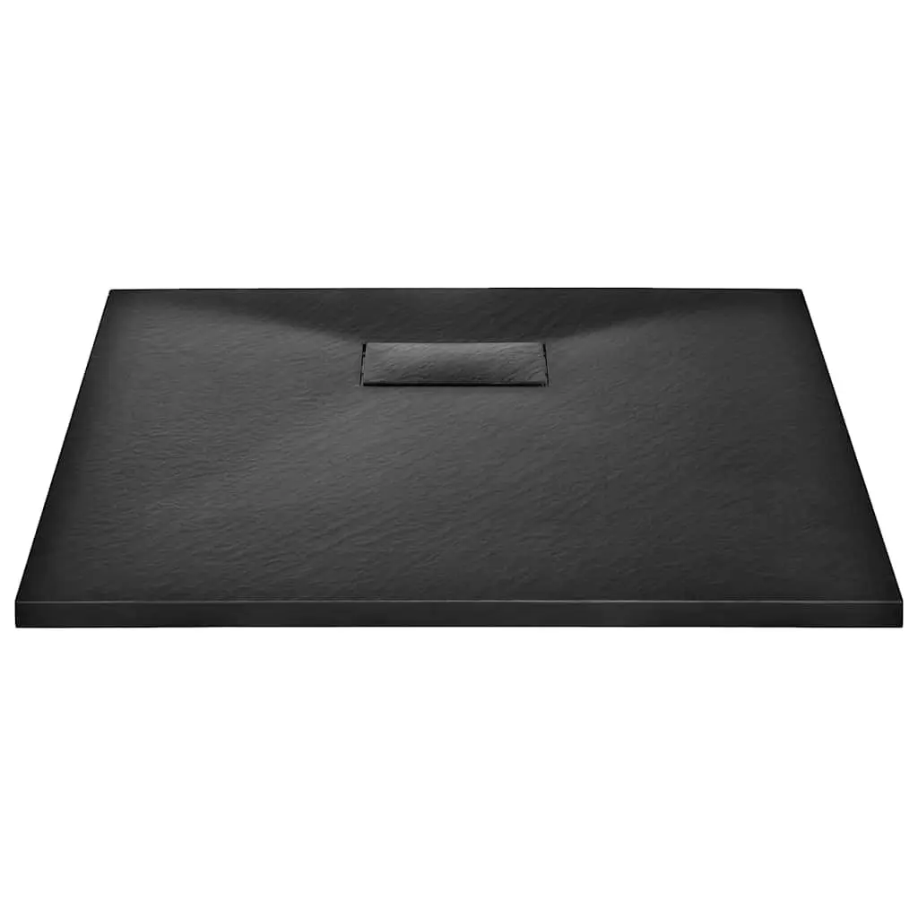 Shower Base Tray Black Low Profile 80x80 cm Modern Bathroom Fixture Skid Resistant