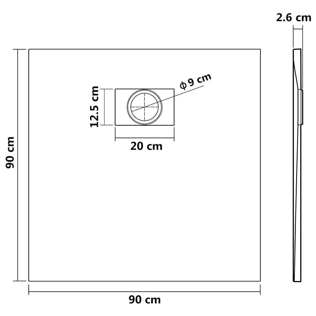 Shower Base Tray 90x90cm Black Low Profile Bathroom Fixture Modern Design