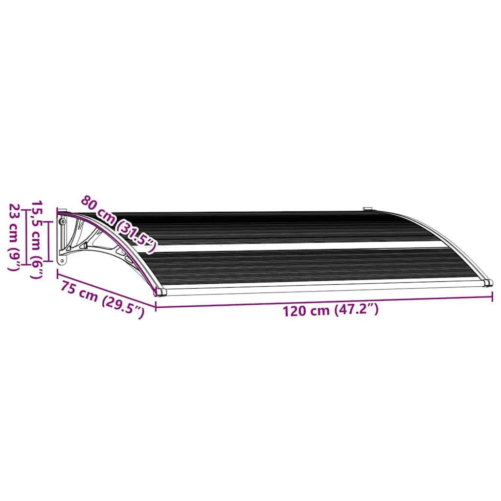 120x75cm Black Door Canopy Awning